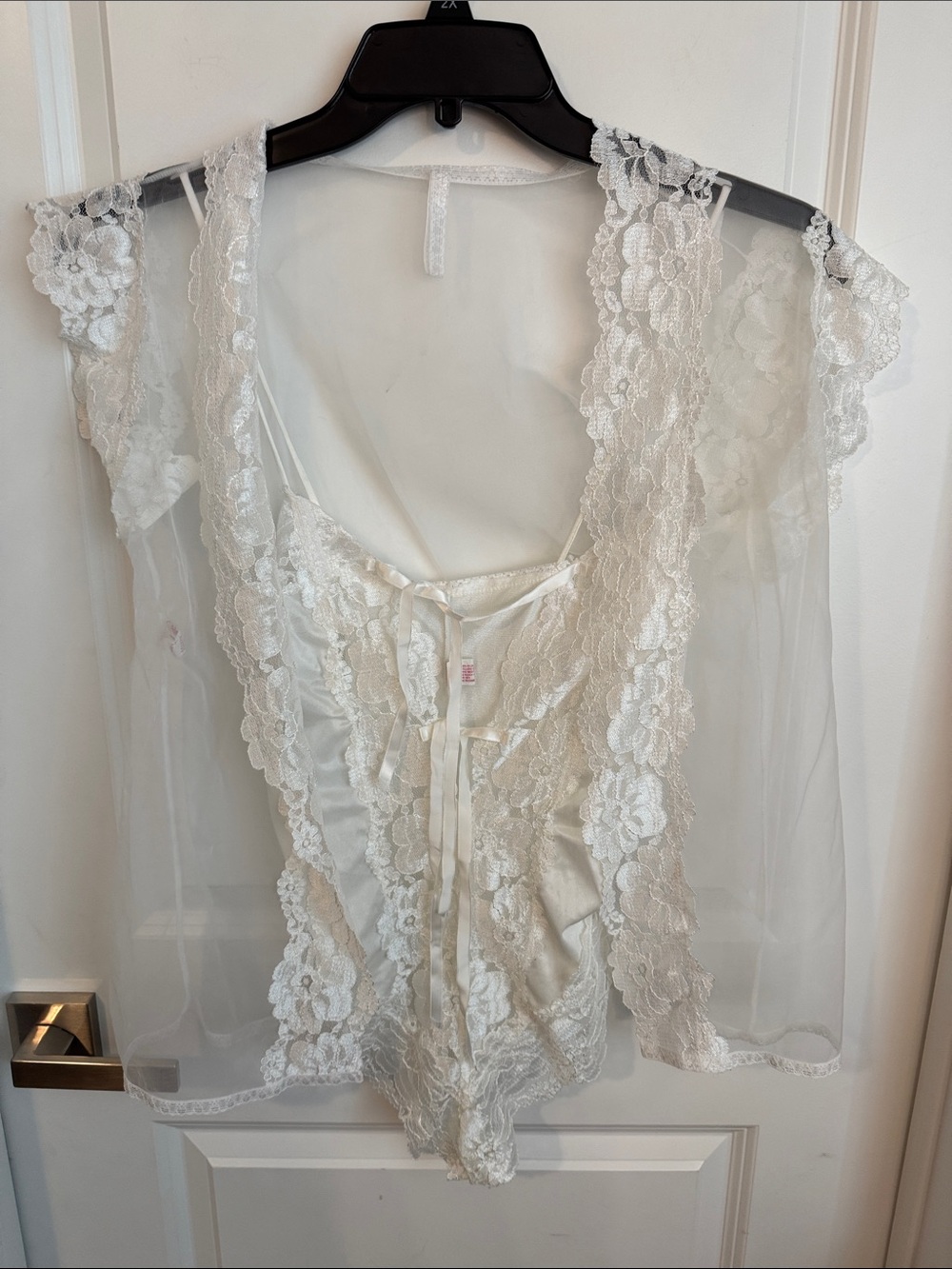 Delicate White Lace Sheer Chemise by Unbranded